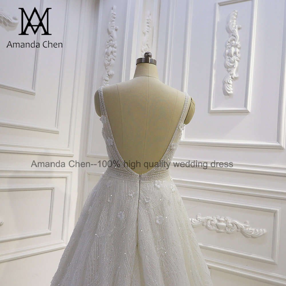 robe de soiree Cap Sleeve Beading Long Train Sheer Backless Wedding Dress