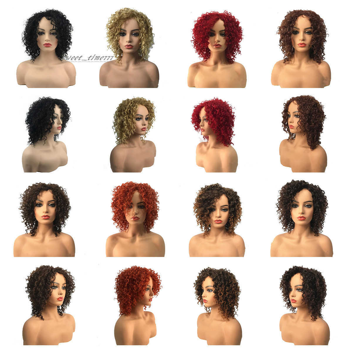 Womens curly wig Loose wavy wig naturally curly synthetic heat resistant braid full wig with bangs