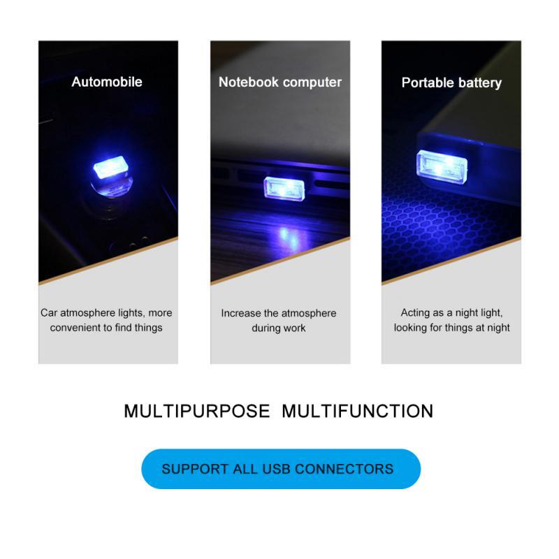 New Mini USB LED Car Ambient Night Light Decorative Neon Lamp Auto Interior Atmosphere Emergency PC Mobile Power Charging