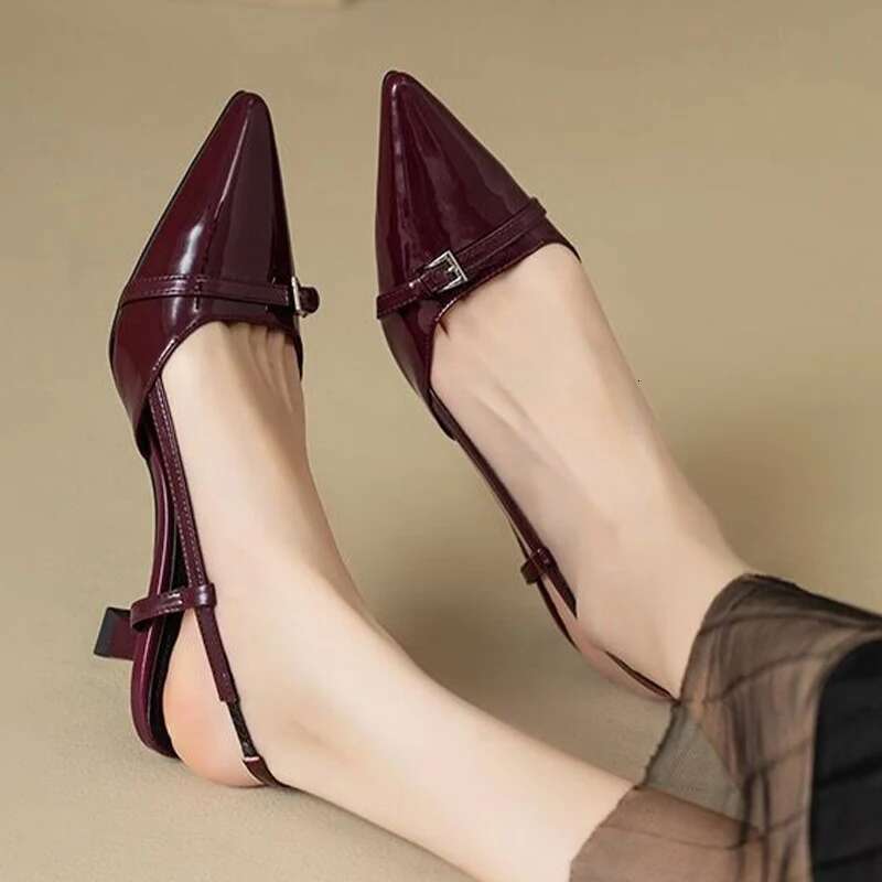 Pointed Toe Sexy Mid Heels Party Women Sandals Designer Summer Brand Pumps Sgback Casual Shoes Dress Slippers 2023 New