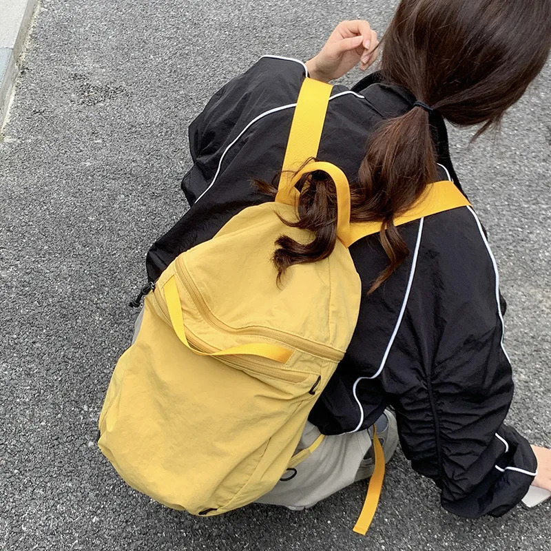 Hylhexyr Womens Waterproof Nylon Backpack Lightweight Travel Leisure Fashion Large Capacity Sports and Fitness Bag with Zipper 241031