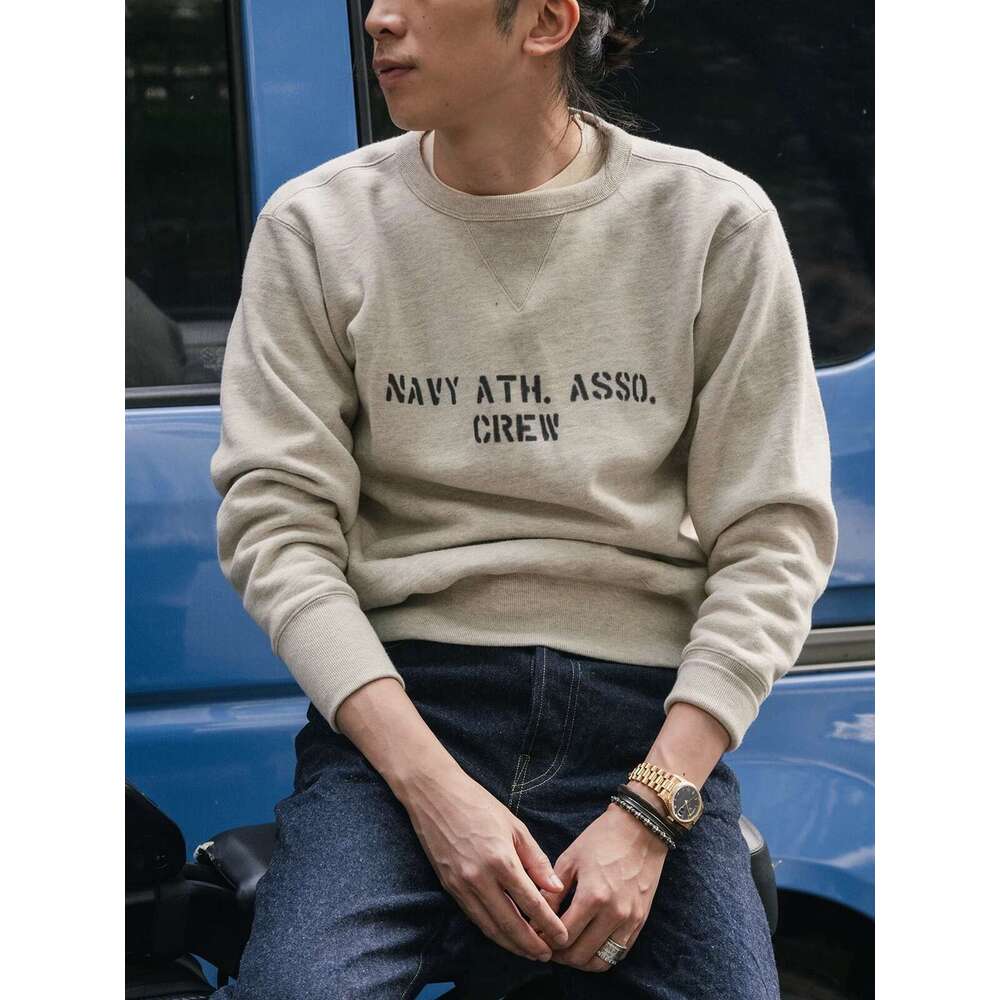 Red Bronson 1940'S Double V-Neck Insert Sweatshirt Vintage Style Men's Cotton Sweater Beige