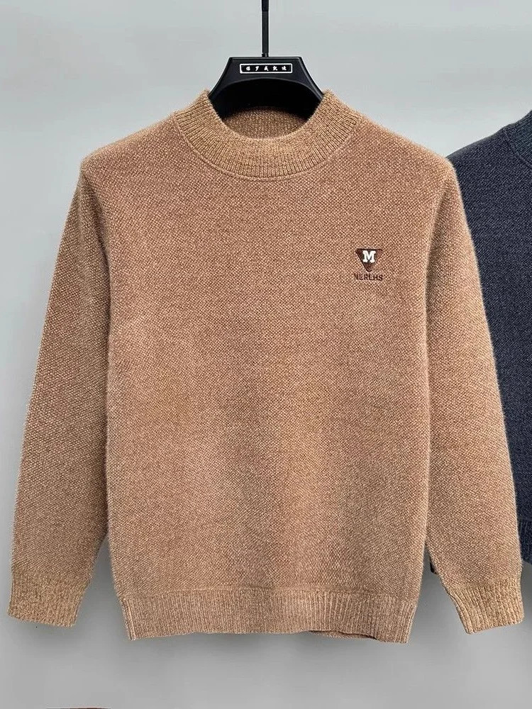 High end Mens Knitte Pullover Sweater for Winter Exquisite Letter Embroidery Casual and Fashionable Roun Neck 241031