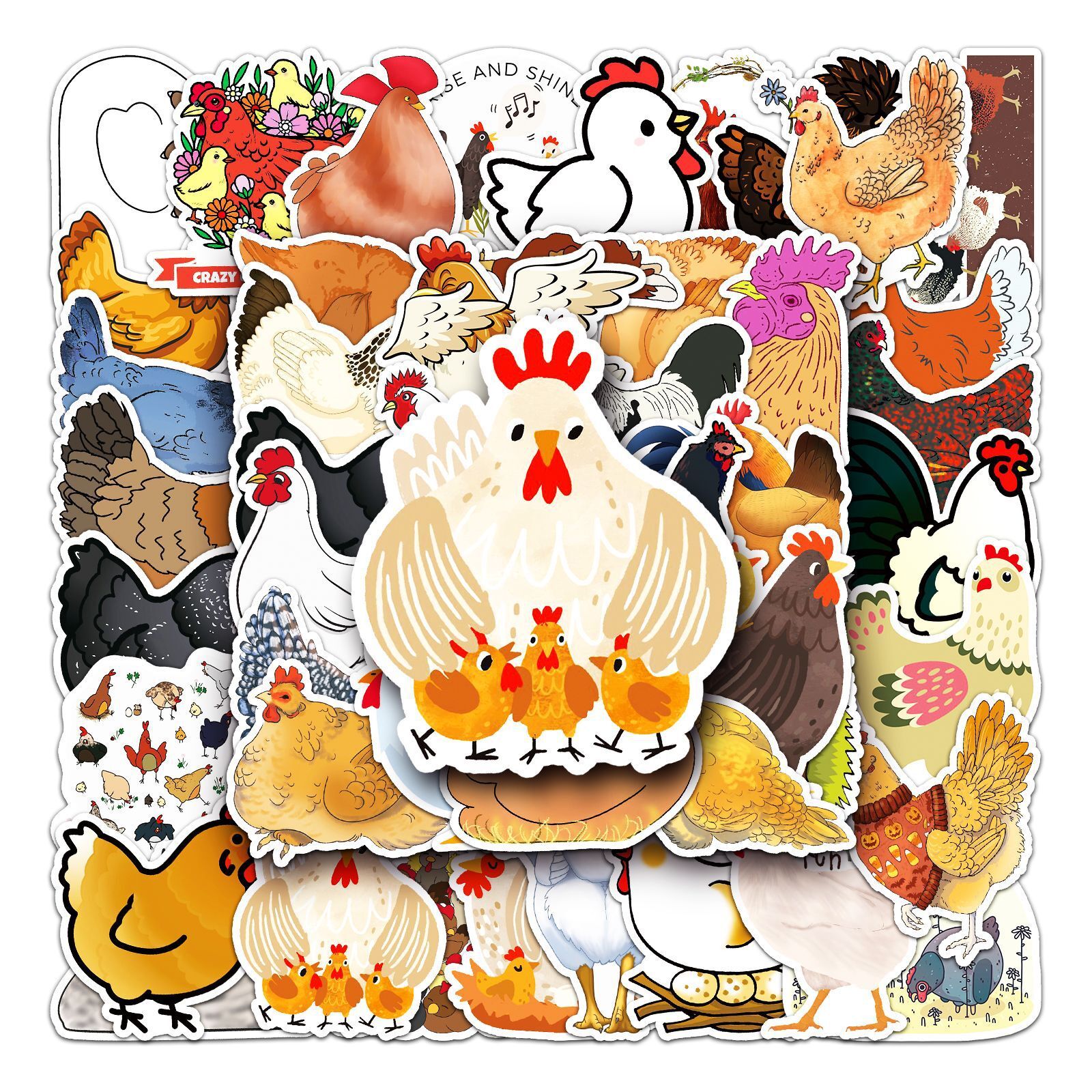 New 50Pcs Cute Cartoon Chicken Series Graffiti Suitable For Laptop Helmets Desktop Decoration DIY Stickers Toys Wholesale