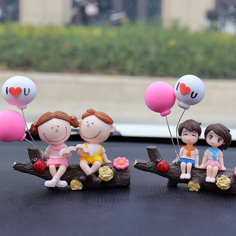 New Car Decoration Cartoon Cute Couples Action Figure Figurines Balloon Ornament Auto Interior Dashboard Accessories For Girls Gifts