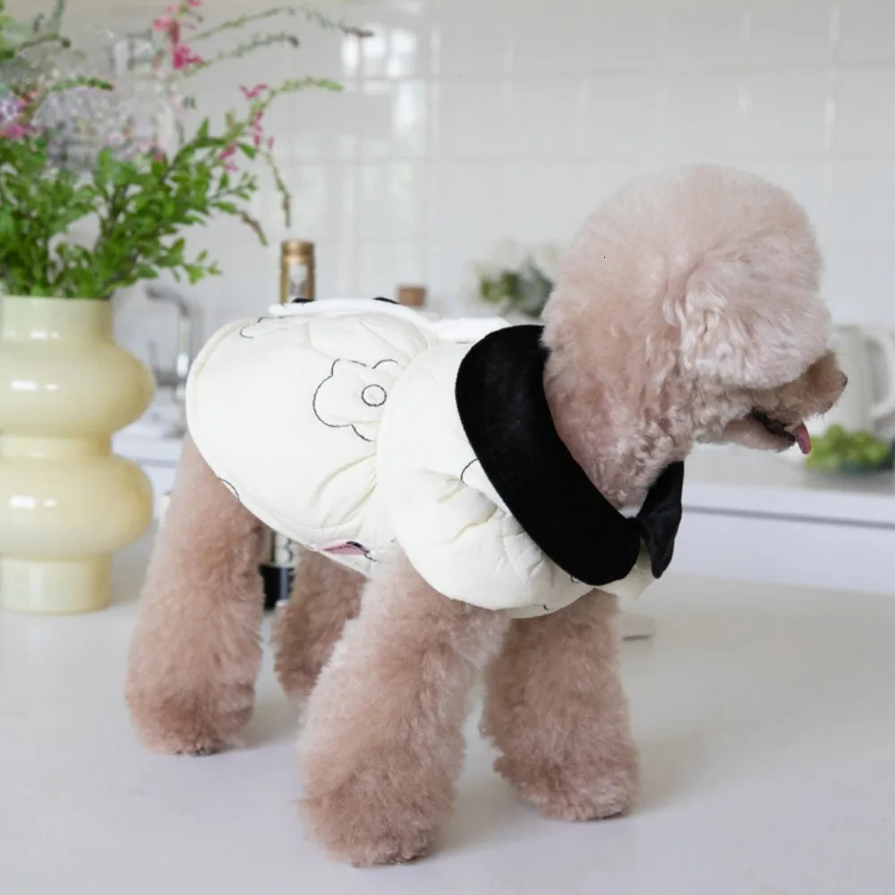 Autumn Winter Pet Plush Lapel Coat Dog Warm Skirt Clothes Teddy for Small Dogs 241028