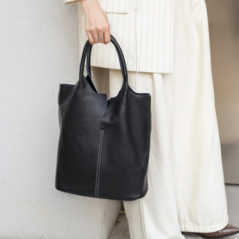 3 YANATARI bucket woman tote genuine cow leather shoulder ladies handbags big shopper bag fashion blue 241030 4