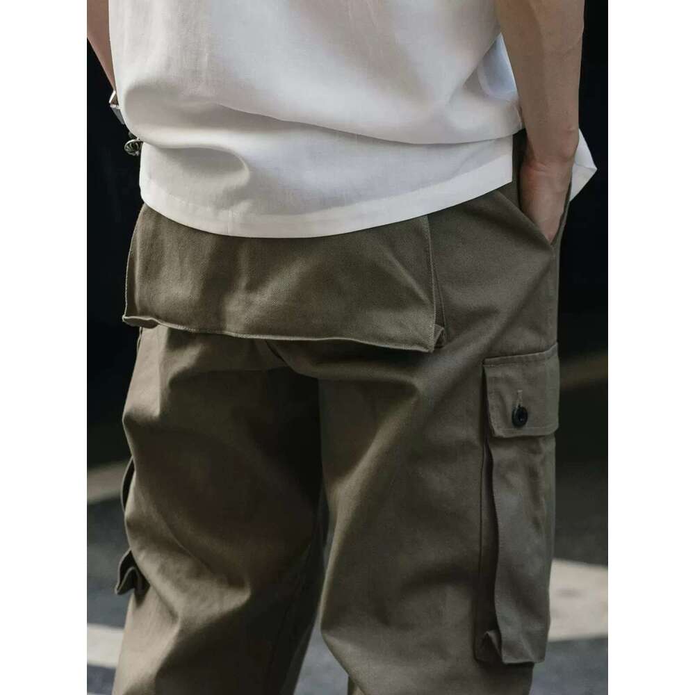 Red Bronson Modified P-44 Utility Pants 13Oz Herringbone Twill Men Cargo Trousers Relaxed Fit