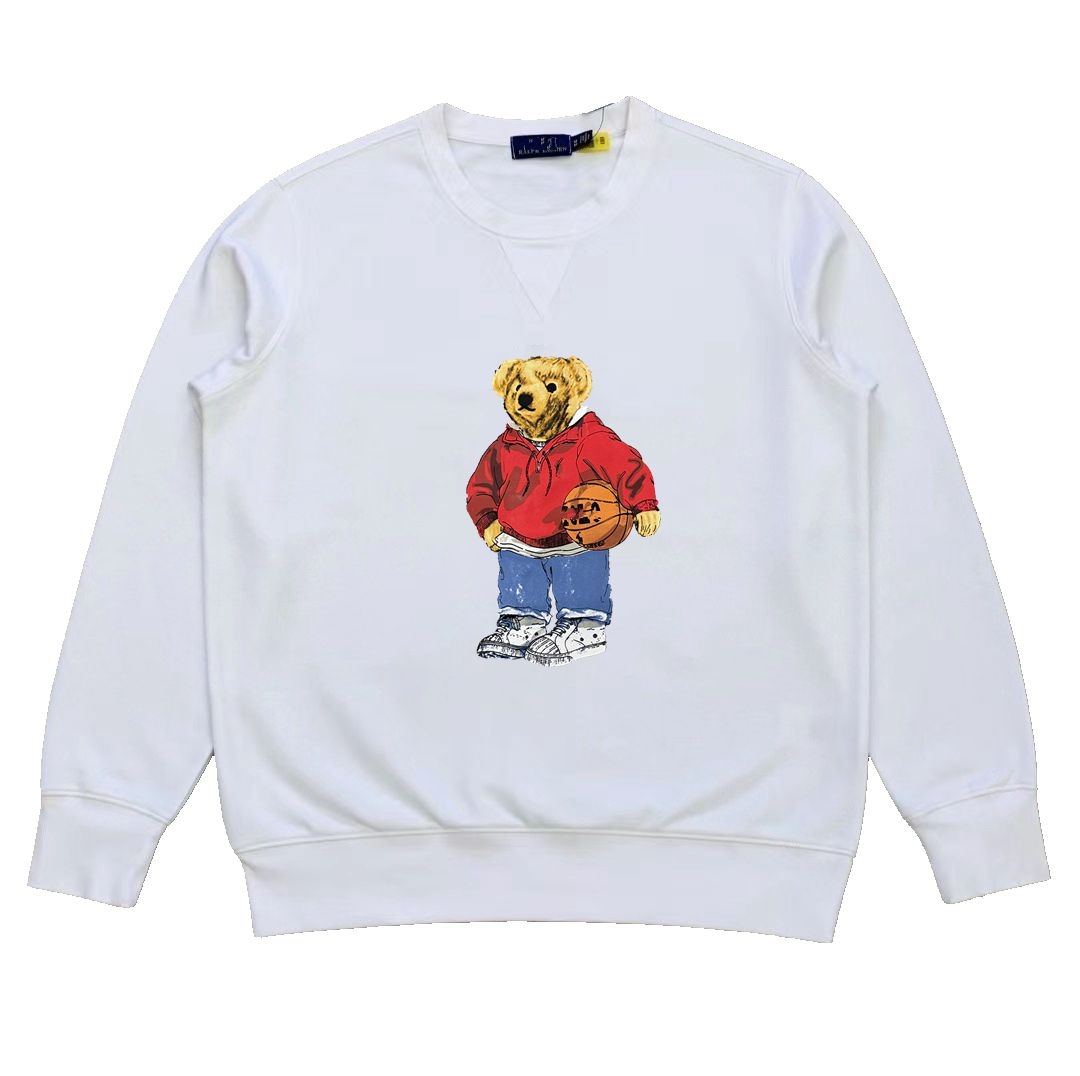 Blue Men's Hooded Sweatshirt with Teddy Bear Print - Cozy Winter Pullover in Sizes S-2XL