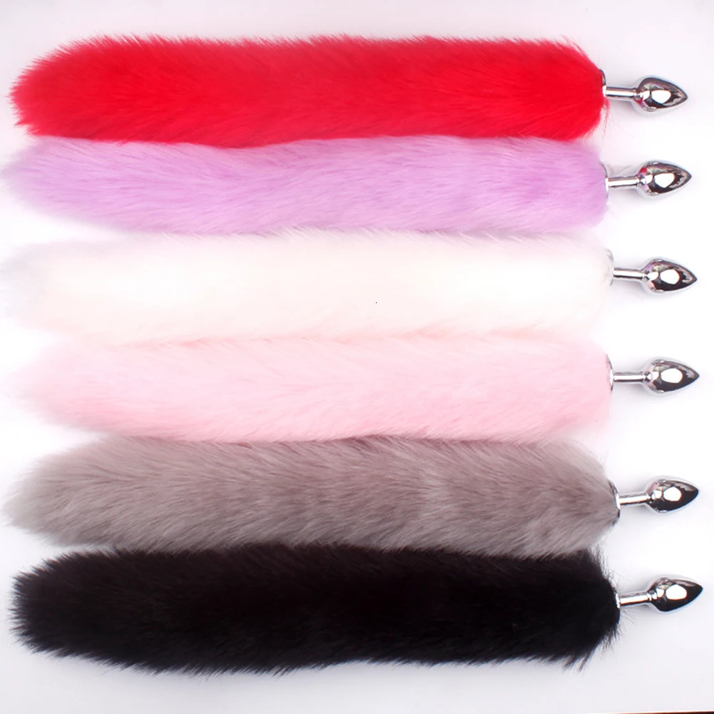 Adult Long Fox Hair Metal Anal Plug Cosplay Couple Flirting Sex Toy Faux Fox Tail Cosplay Supply sex toys 241031