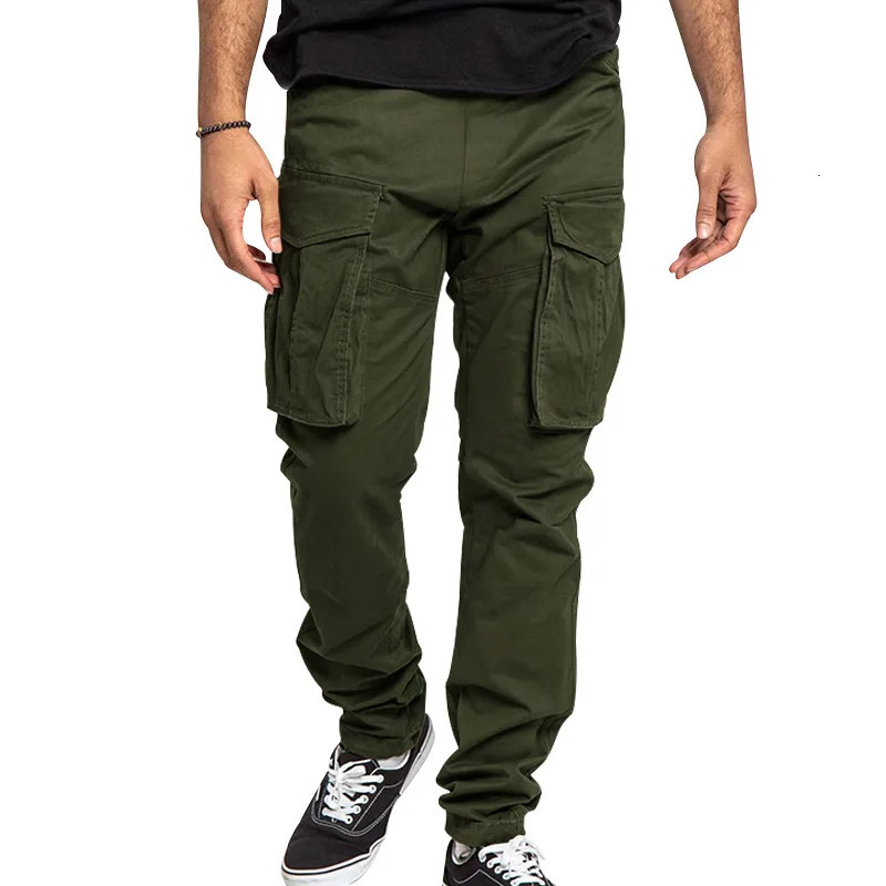 2024 independent station spring and summer plus size mens cargo pants solid color multi-pocket casual pants mens model 241031
