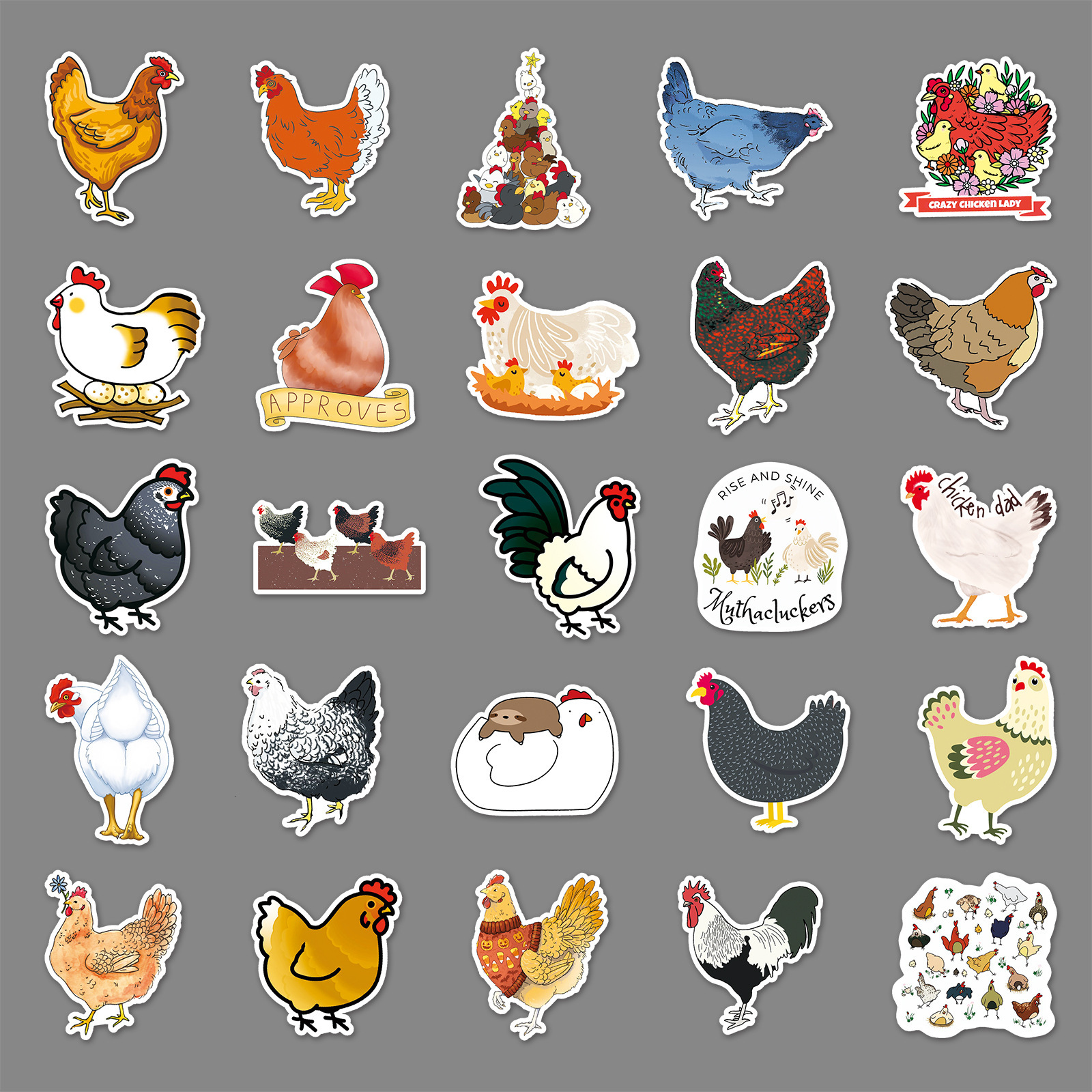 New 50Pcs Cute Cartoon Chicken Series Graffiti Suitable For Laptop Helmets Desktop Decoration DIY Stickers Toys Wholesale