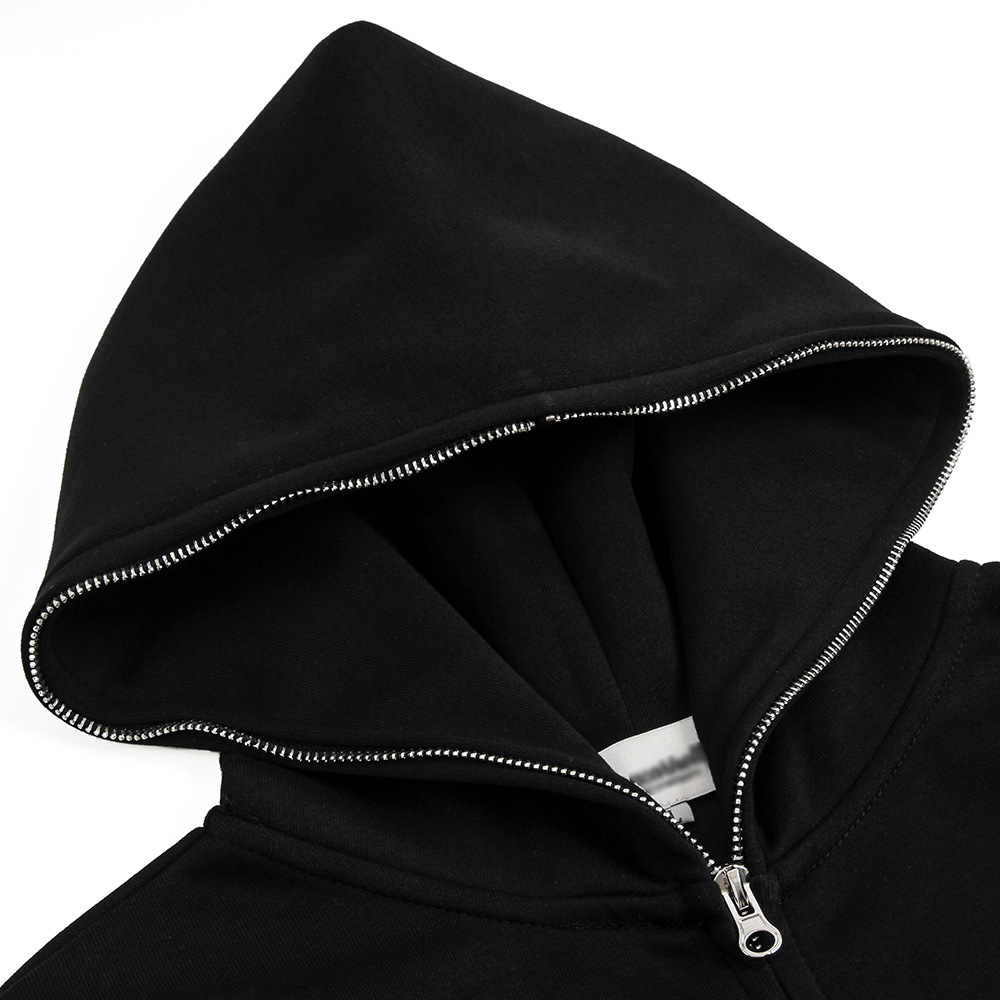 Masked zippered hooded jacket men's trendy brand dark vibe high street niche spider web foam printed cardigan hoodie 06