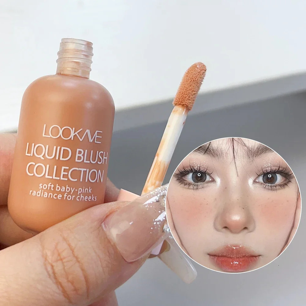 Mini Peach Pink Liquid Blush Waterproof Natural Cheek Blush Makeup Brighten Highlighter Professional Korean Makeup Cosmetic 241031