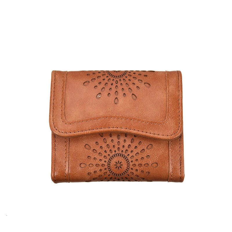 New designer oil wax PU handheld fashionable hollowed out women's mid to long money bag