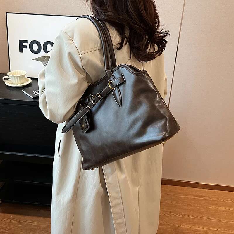 PU Leather Retro Tote Bag for Women 2025 Winter Trend New Fashion Y2K Handbags Lady Travel Shoulder Crossbody Bags