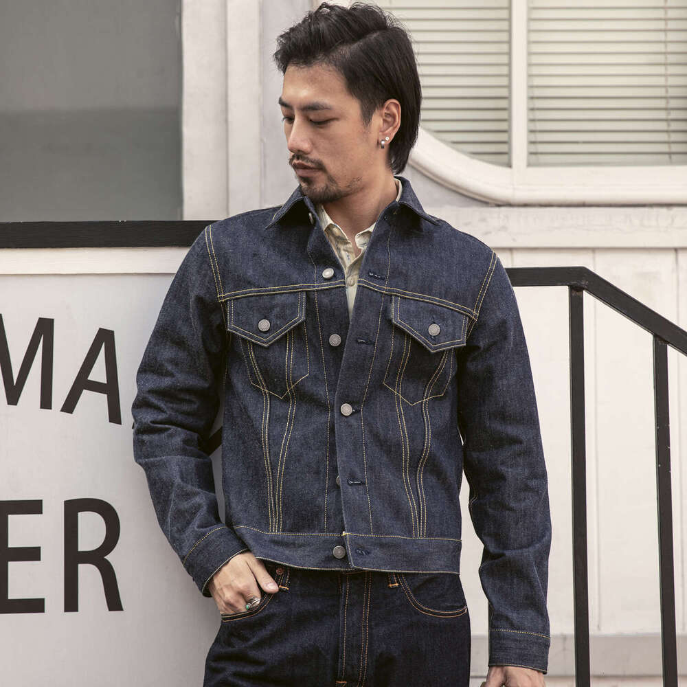Tornado Type 3 Trucker Jean Jacket 557Xx Red Seedge Raw Denim Coat For Men