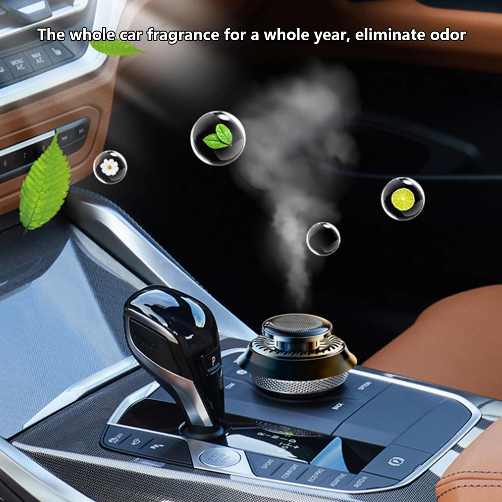 New Car Microwave Molecular Solar Rotation Air Freshener Vehicle Essential Oils Perfume Diffuser Dashboard Decoration Remove Odor