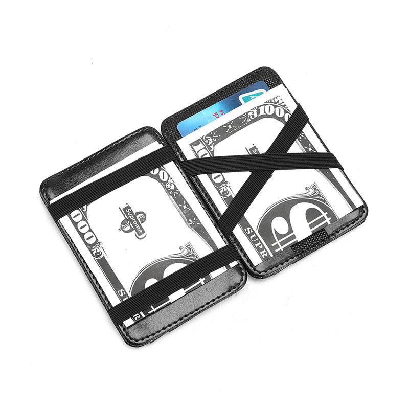 New designer short PU cross pattern magic wallet card bag