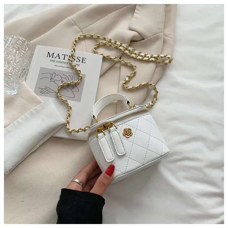 Shoulder Bucket Bag For Women Classic Mini Clutches Female Small Square Box Crossbody Metal Chain Handbag