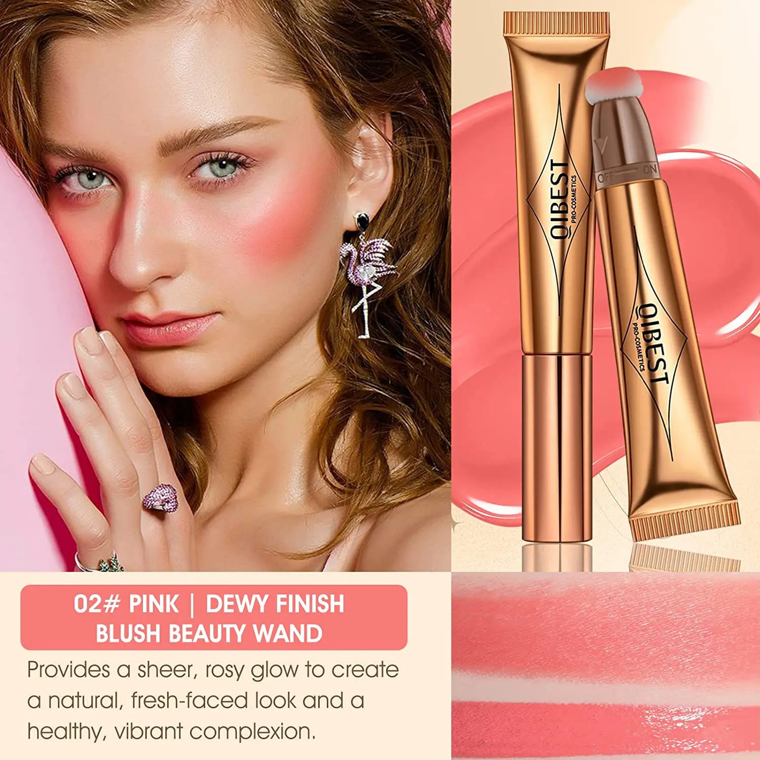 1pcs Liquid Luminizer Blush Makeup Liquid Face Highlighter Long Lasting Natural Skin Tint Face Blush Wand for Cheek 241031