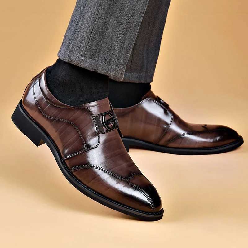 New Stylish Mens Pointed Oxford Wedding Leather Men Dress Shoes Gentleman Off Man Shoe Y250222