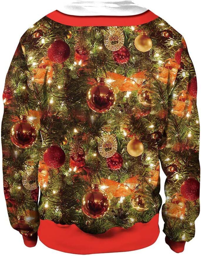 Long Sleeve Shirts for Men sweatshirt Unisex Christmas Ugly Sweatshirt 3D Christmas Tree Xmas Lights Print Pullover for Merry Party Casual tops clothe