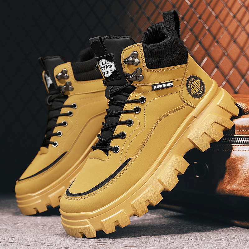 High Top Fashion Work Shoes Casual Retro Men Leather Sneakers for Mens Tennis Athletic Shoe 2024 New Man Outdoor Footwear
