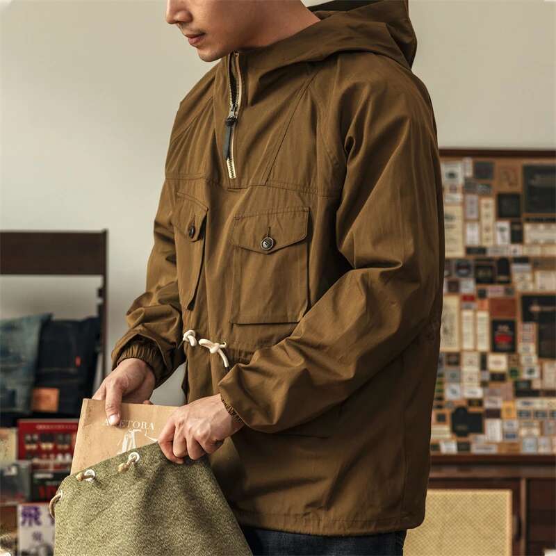 Red Tornado Lightweight Anorak Jacket Retro Inspired Outdoor Men's Quarter-Zip Smock Coat
