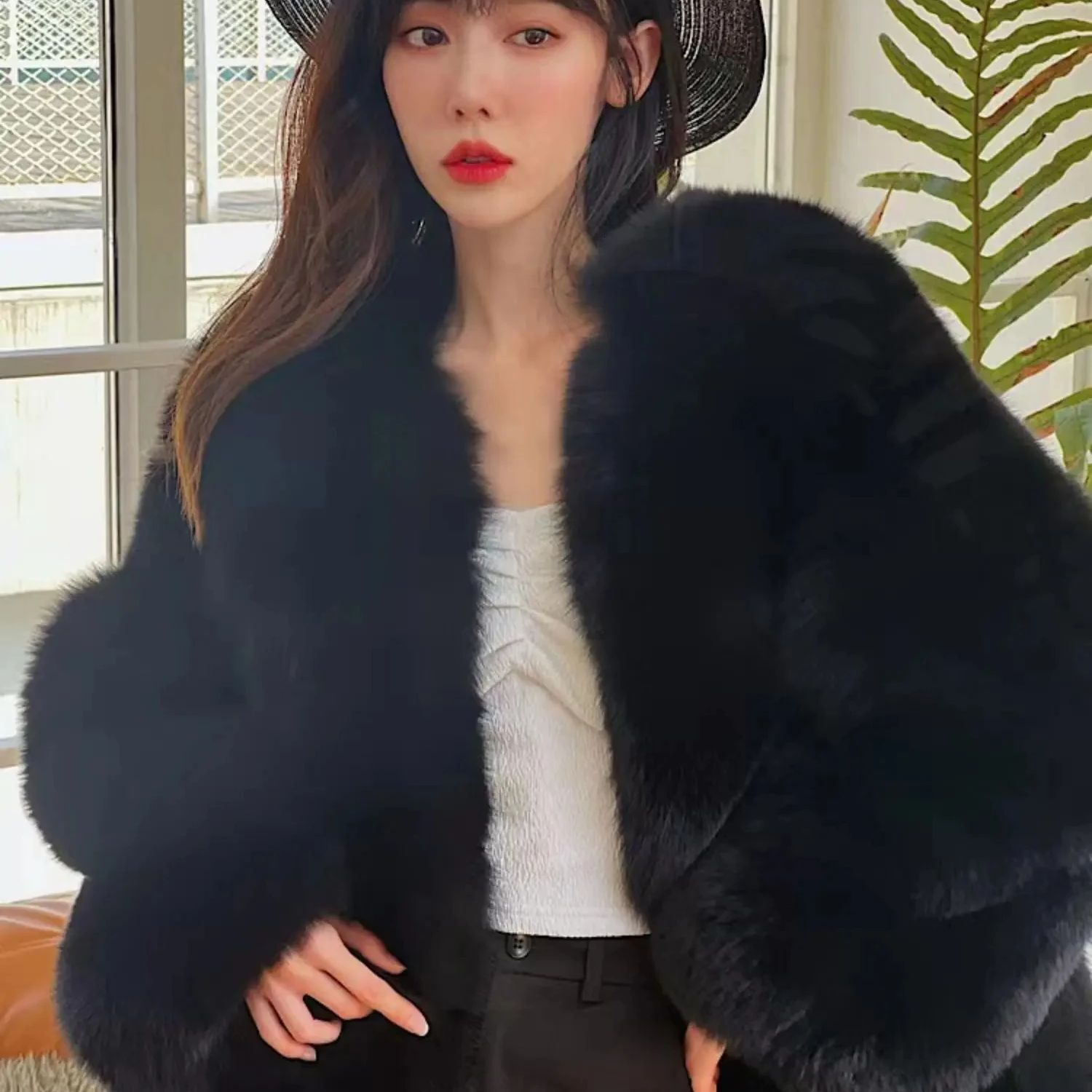 QUEENTINA Natural Real Fox Fur Coat For WomenV Winter JacketV Warm OuterwearV DesignerV External Clothes Plus Fashion New
