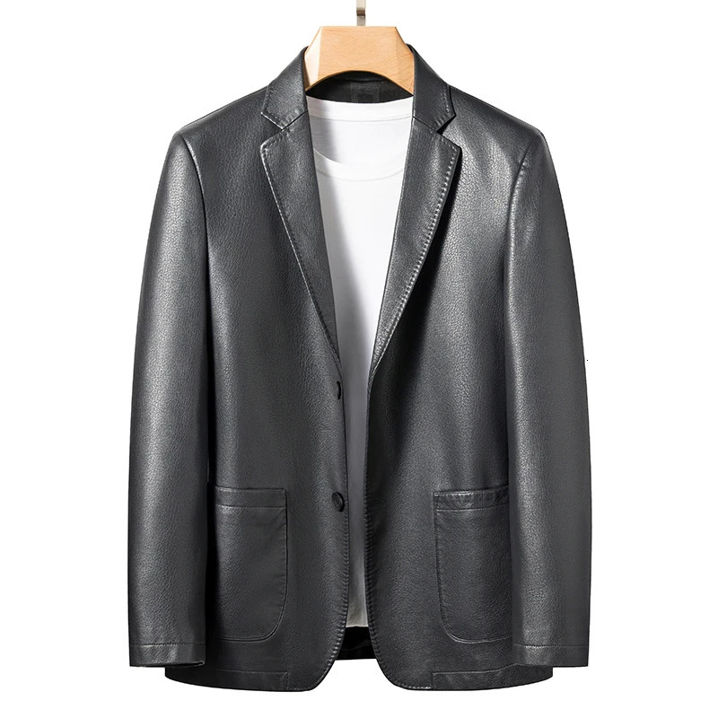 YN2330 Natural Sheep Leather Casual Suit Mens Jacket Slim Spring and Autumn Thin Section Black Brown 241031