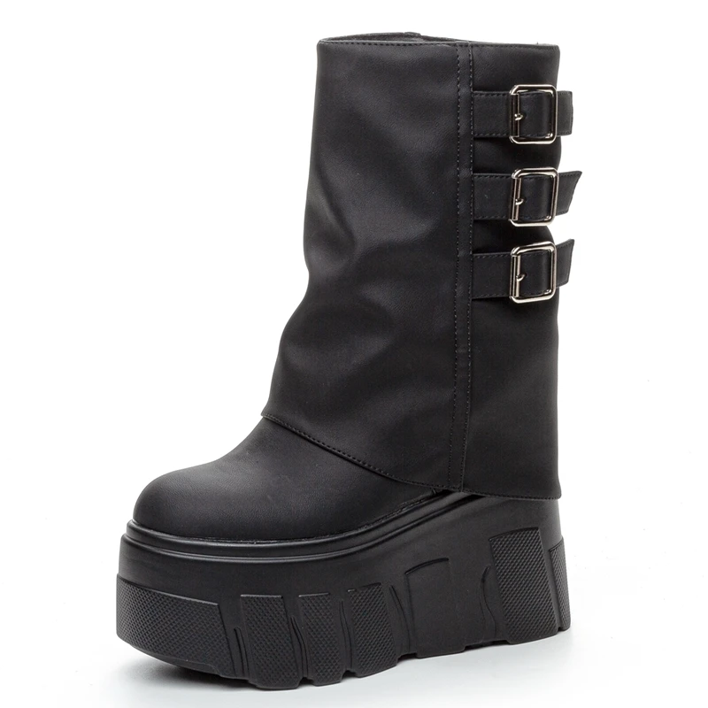 AIYUQI Trouser Boots Ladies Fall Winter 2024 Thin Fleece Women Ankle Boots High Heel Platform Belt Buckle Trend Women's Bootss