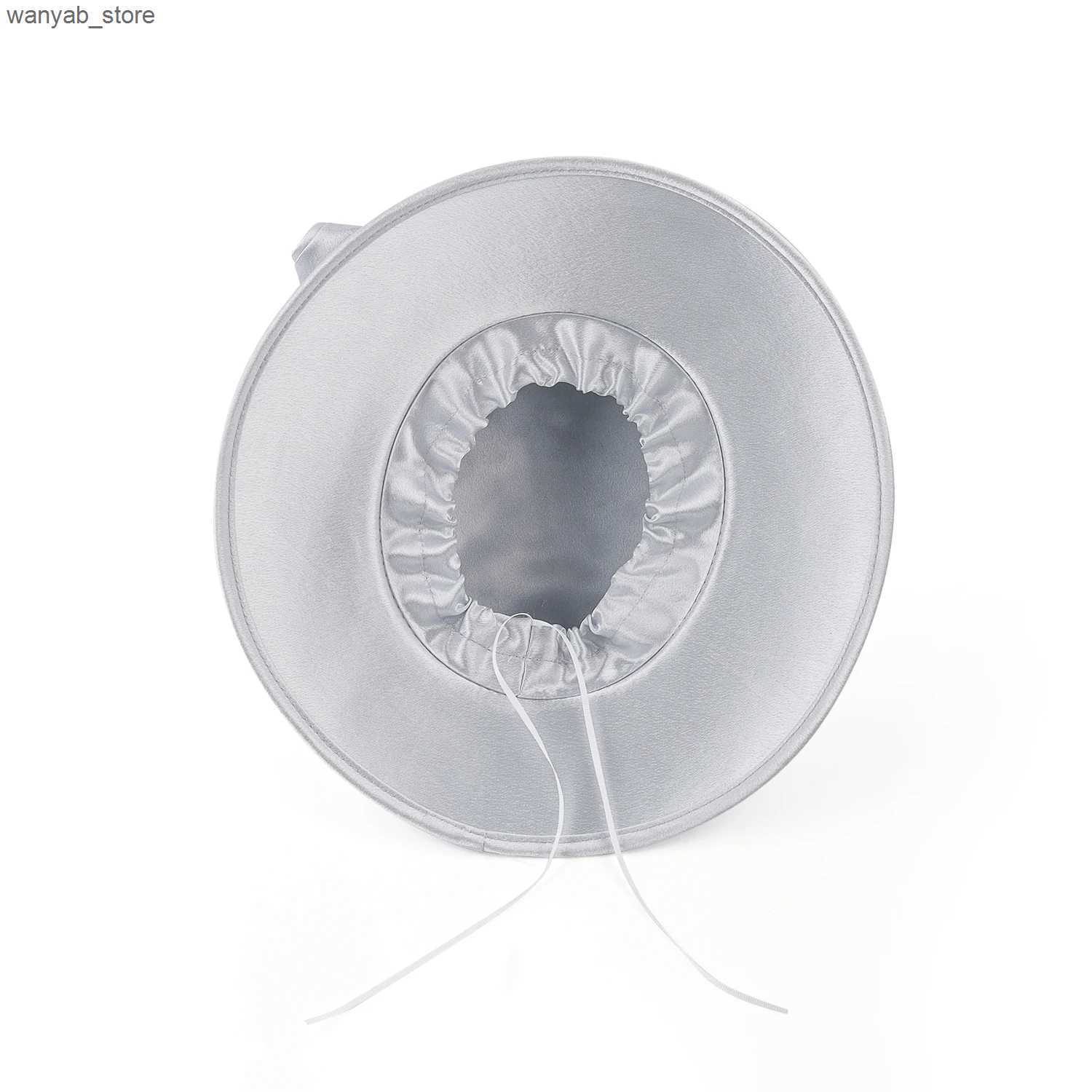 Stingy Brim Hats Fancy Silver Satin Cloth Church Hat Photography Hats Chains Fashion Formal Hat Flower Wedding Top Hat for Women Ladies Travel L240910