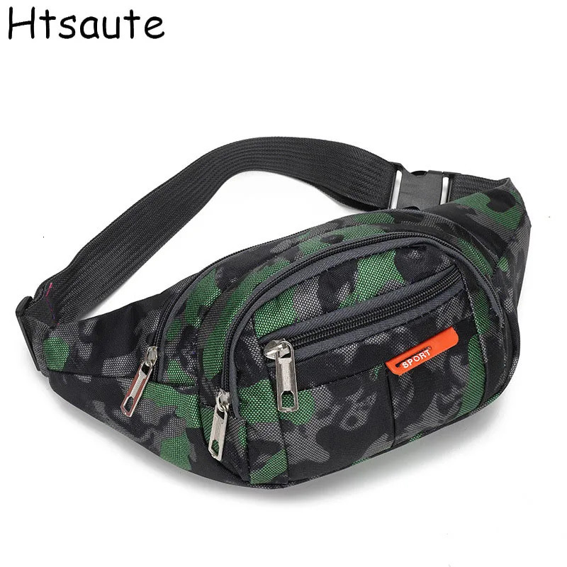 Camouflage printed mens waist bag wallet casual large mobile phone with bag womens canvas travel mobile phone bag 241031