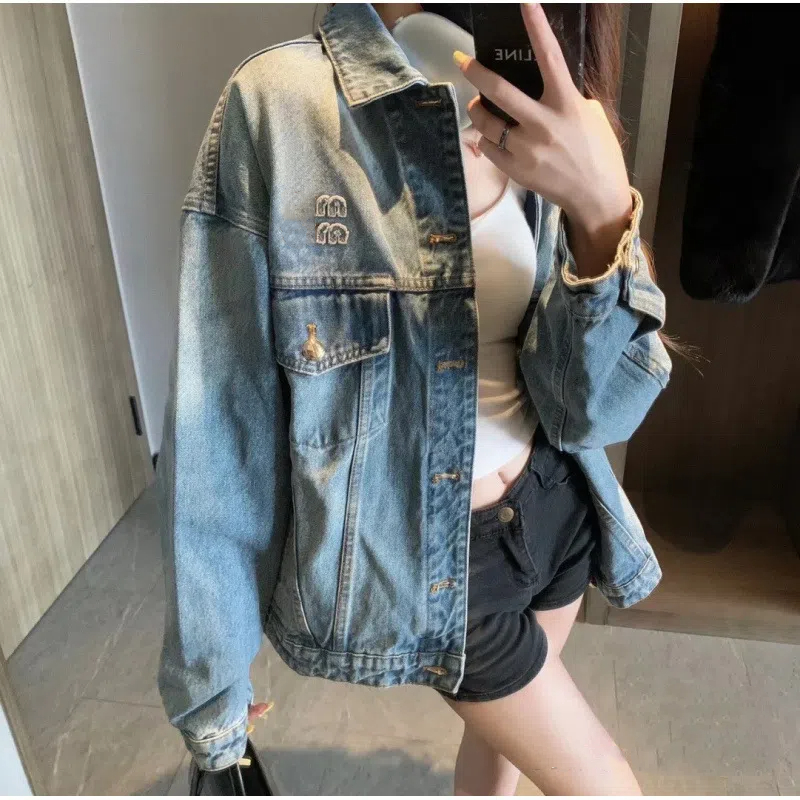 Fashion Oversized Denim Jacket Women Loose Long Sleeve Button Down Jean Jackets Female New