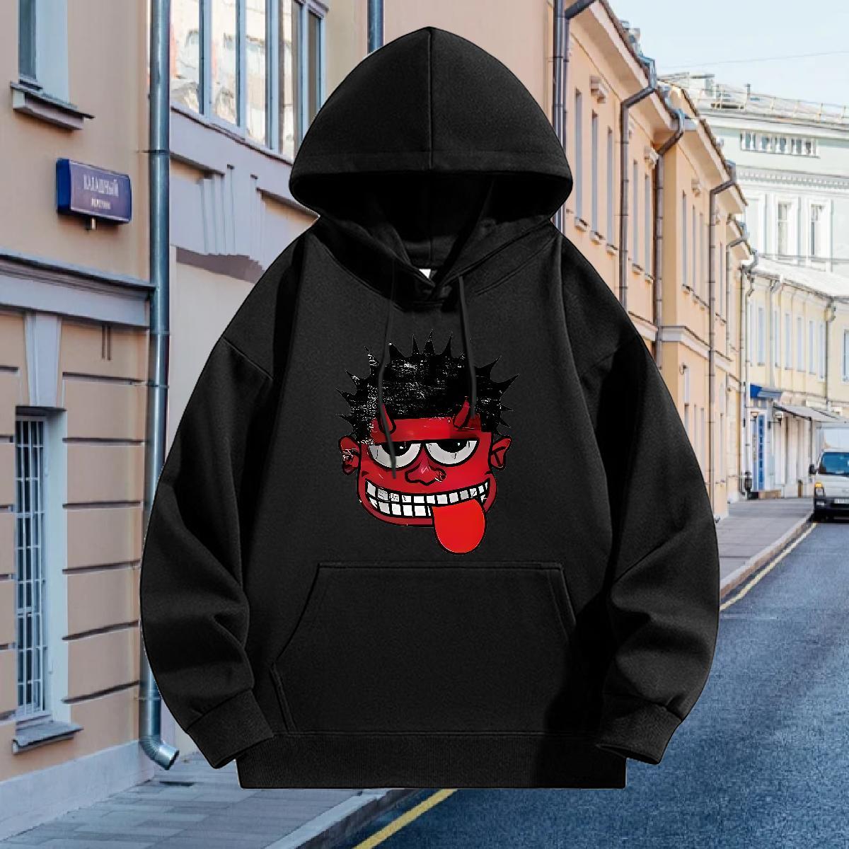 Fashion Casual Man Hoodie Breathable Long Sleeve Comfortable Men Clothes Hoodie Outdoor Pullover Hoodie Floral Print Thick Plush