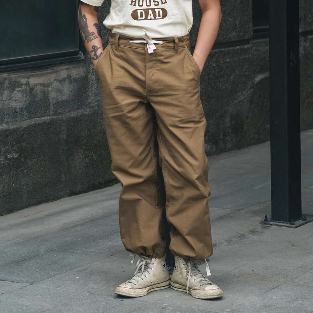 Red Bronson Naval Heritage Work Pants Wide Straight Leg Men's Casual Trousers High Rise