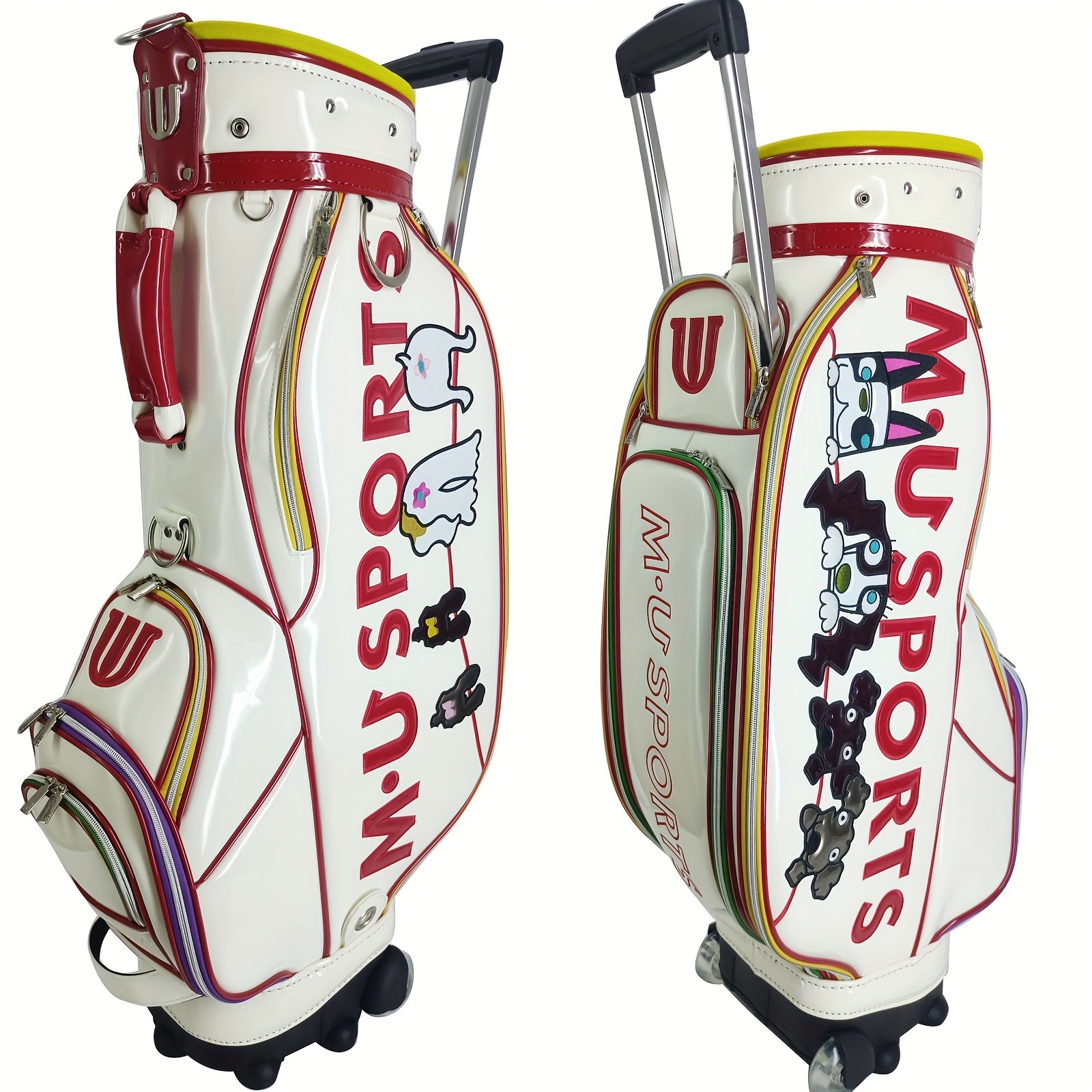 Water resistant golf cart bag with wheels - durable PVC, black, suitable for outdoor sports and fitness equipment