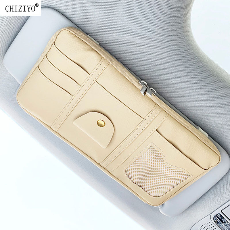 New Newest Sun Organizer Storage PU Visor Clip Sunglasses Holder Card Ticket Bag Pouch Car Styg