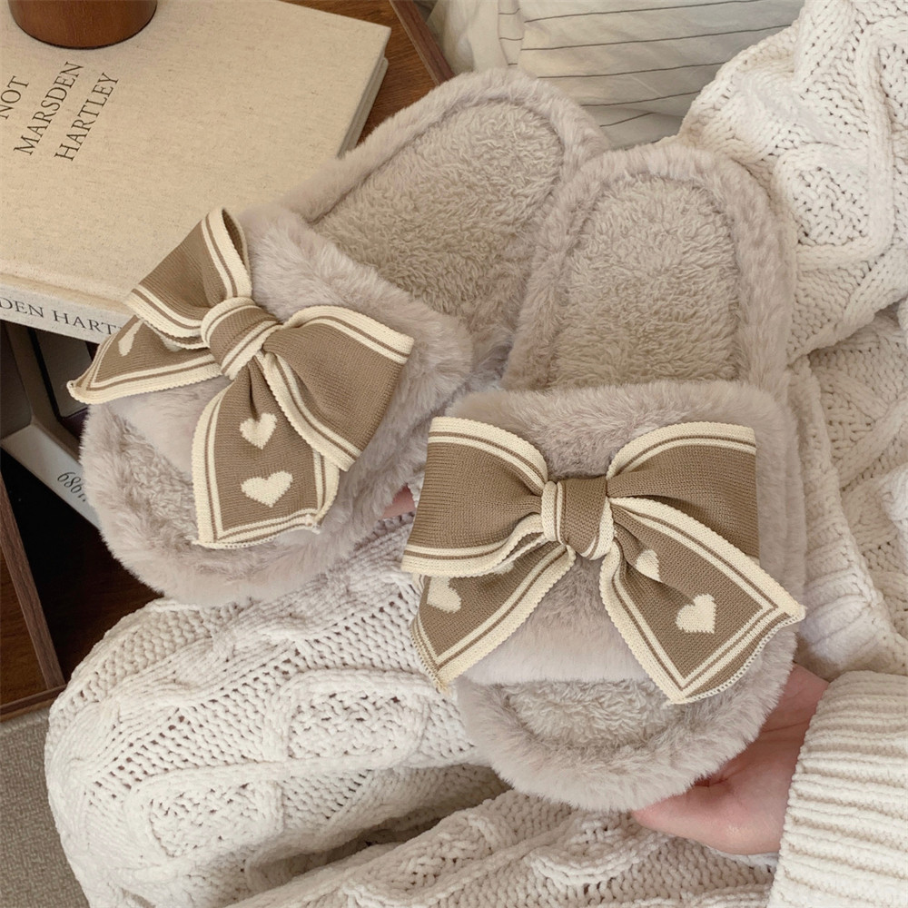 Soft soled home summer slippers for girls Heart bow Indoor street sandals for girls slippers