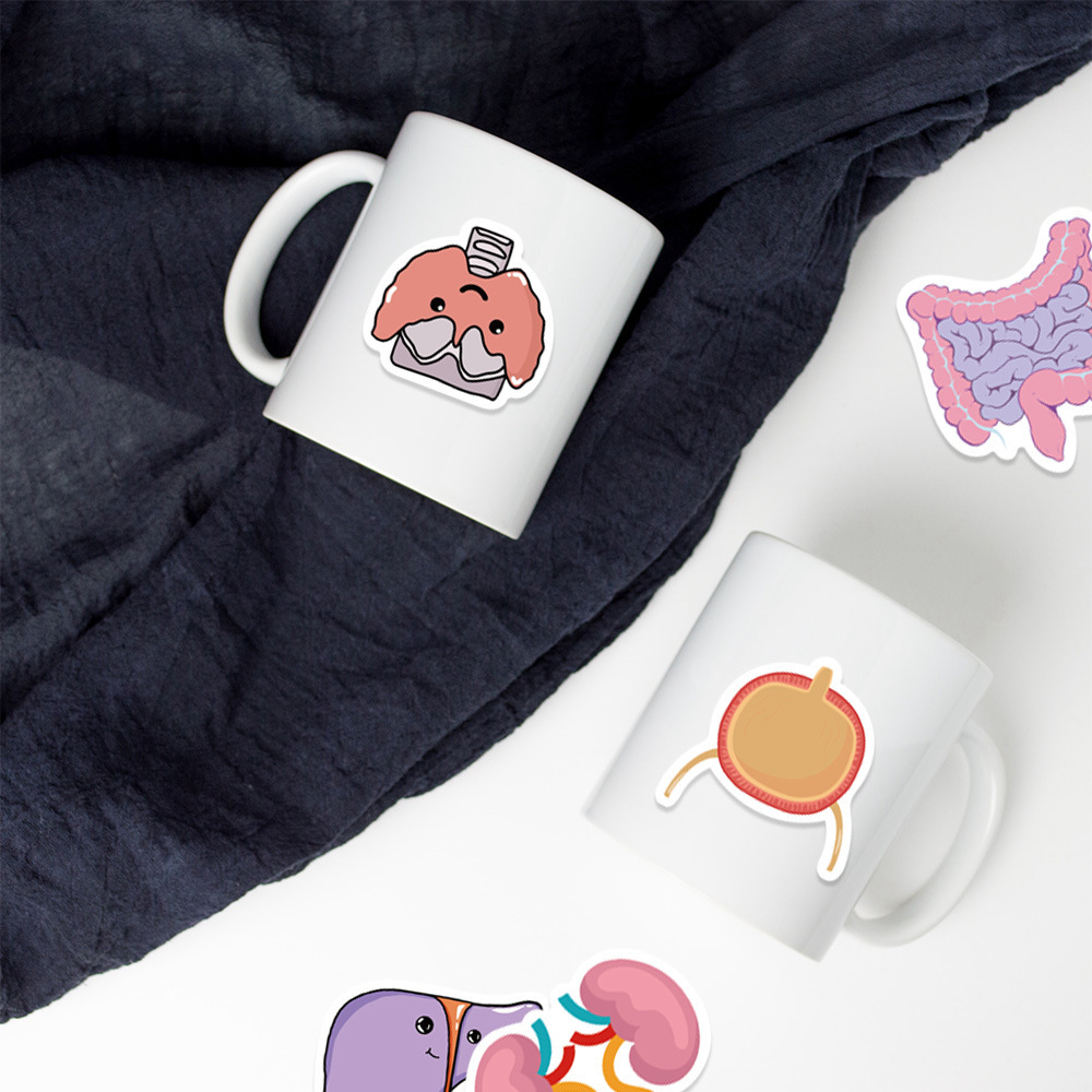 New 10 65Pcs Cartoon Human Organ Cute Medical Anatomy Sticker Laptop Bicycle Guitar Phone Kid Toy DIY Graffiti Waterproof Stickers