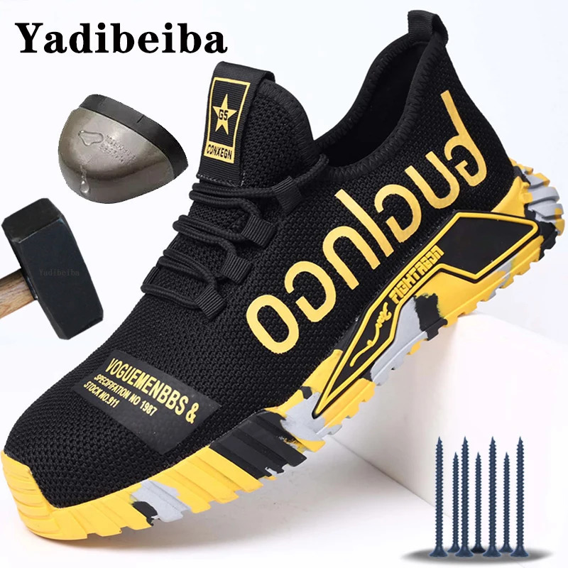 Men Safety Shoes Breathable Lightweight Work Sneakers Steel Toe Work Shoes Men Women Indestructible Shoes Anti-Smash Safety Boot 241031