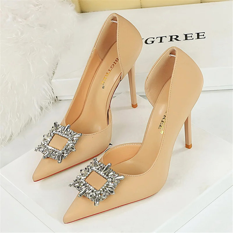 10.5cm High Heels Women Satin Silk Crystal Bg Rhie Pumps Lady Wedding Bridal Scarpin Green Purple Blue Prom Shoes 241030