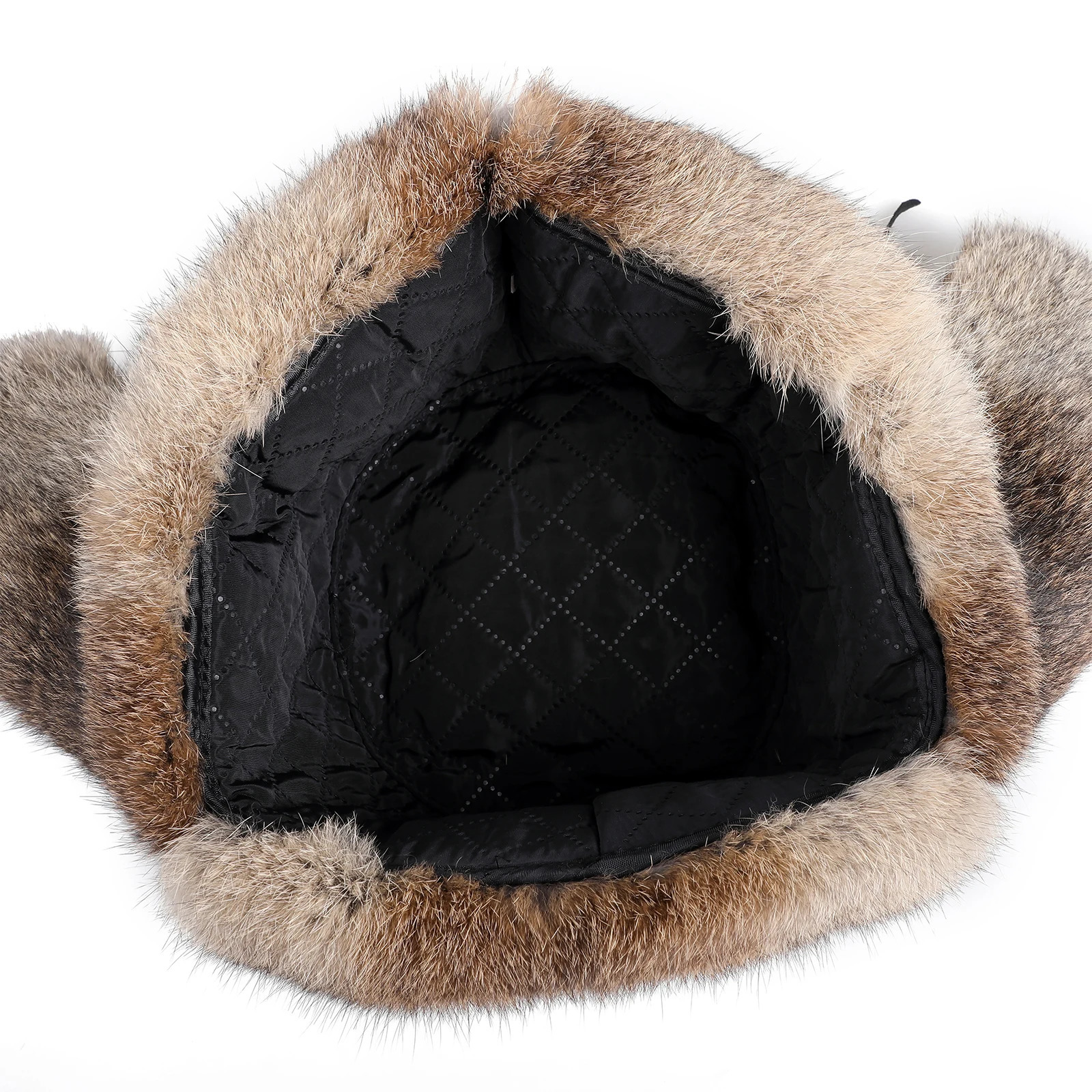 Mens Winter Warm 100% Genuine Premium Rabbit Fur Hunting Hat Russian Ushaka Pilot Hat with Earrings Suitable for Cold Weather 241030