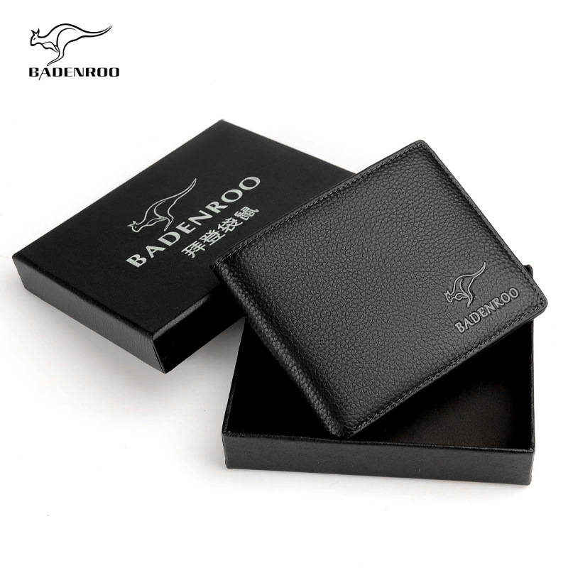 Men's new designer short leather horizontal driver's license business multi slot men's wallet gift