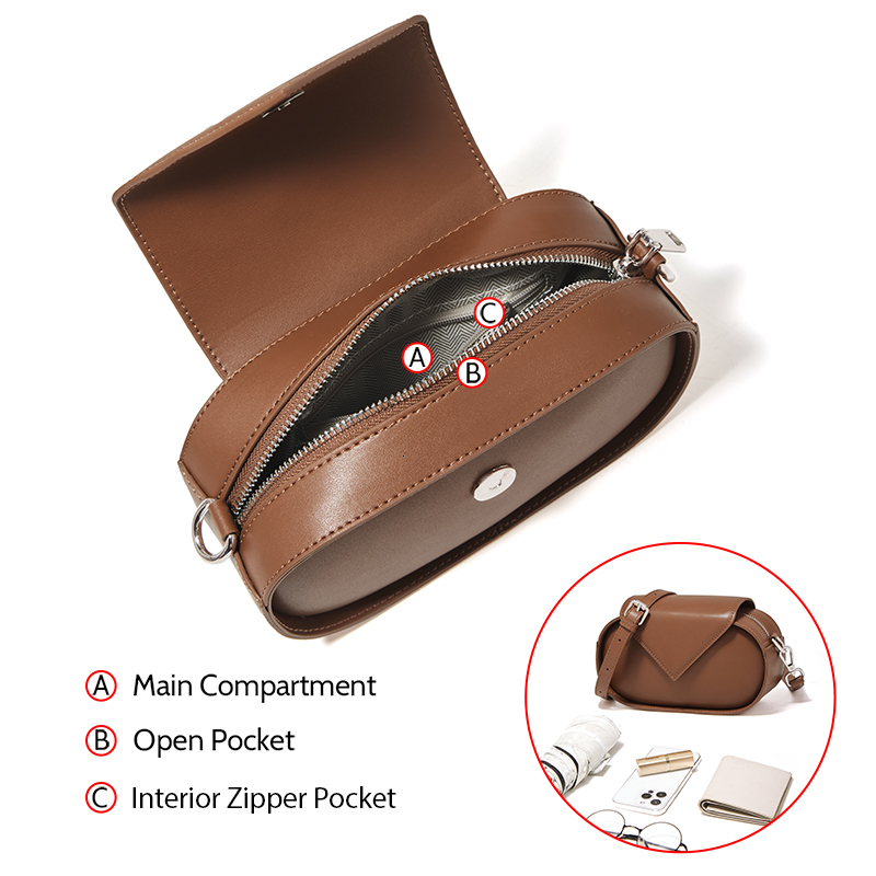 FOXER Round Small Shoulder Women Hasp Split Leather Messenger Female Fashion Zipper Adjustable Crossbody Bag Girl's Gift