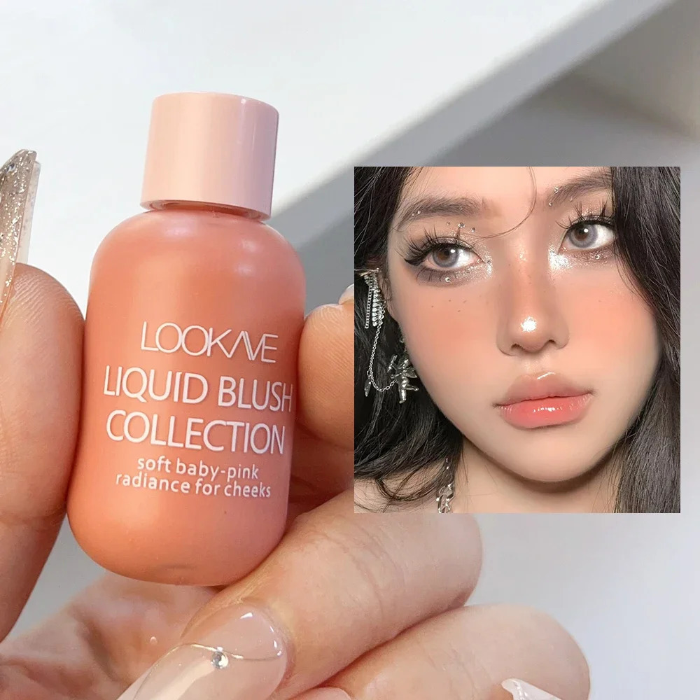 Mini Peach Pink Liquid Blush Waterproof Natural Cheek Blush Makeup Brighten Highlighter Professional Korean Makeup Cosmetic 241031