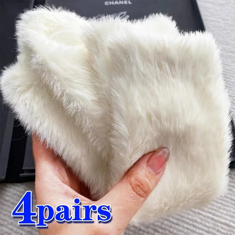 Autumn Winter Kawaii Mink Velvet White Black Super Soft Home Socks Highly Elastic Thicken Plush Thermal High Quality Sleep Sock 241031