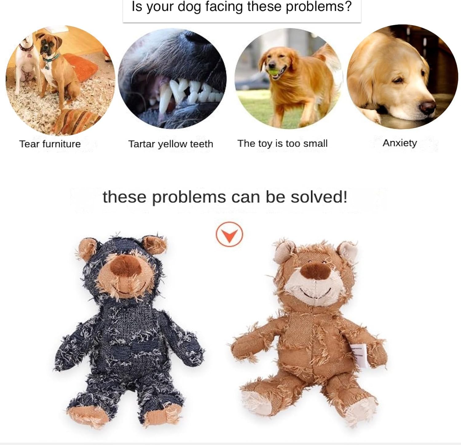 Chew-Resistant Bear Plush Dog Toy - High-Quality Stuffed Plaything for Vigorous Chewing