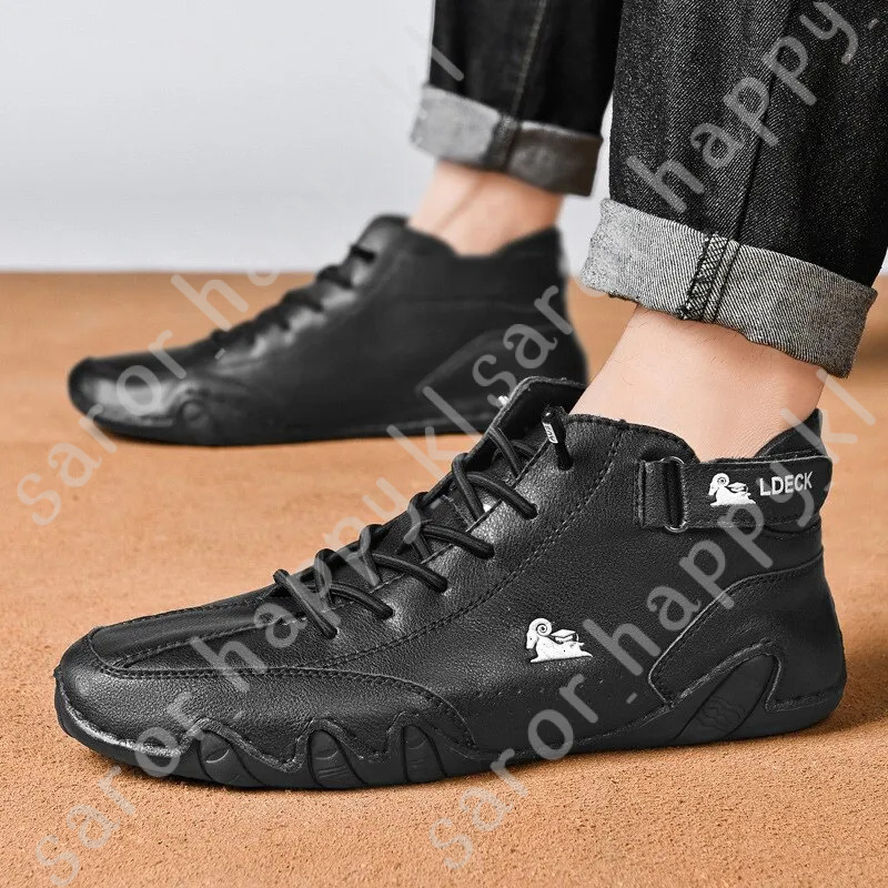 Men Boots Casual Motorcycle Winter Shoes 2023 Waterproof High Top Sneakers Luxury Footwear 160